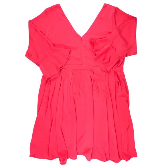 Eloquii Cocktail Dress 26 Pink Flared Sleeves Flowy Adjustable Neckline Dress - Picture 2 of 14